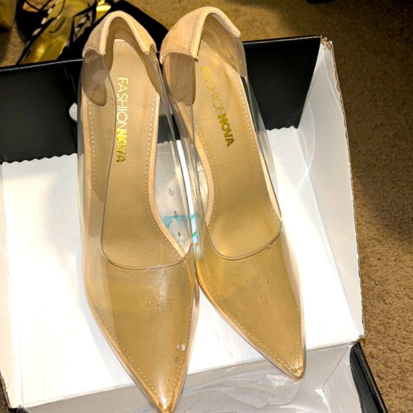 clear fashion nova heels never worn still in box - Picture 1 of 2